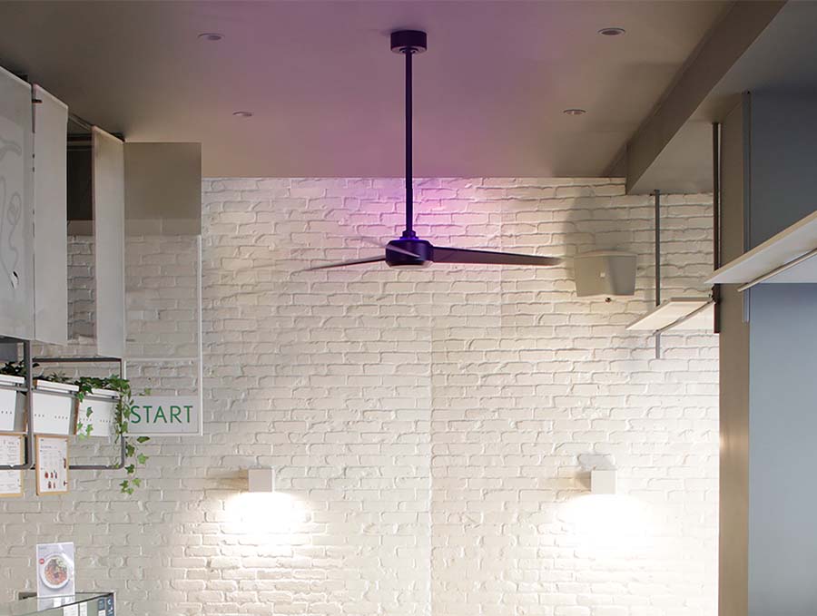 modern forms ultra fan in a modern kitchen setting