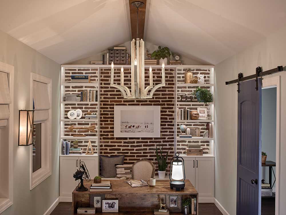  chandelier, wall sconce, and portable lantern in office