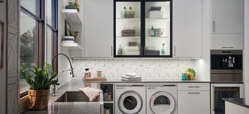under cabinet lighting installed in a laundry room