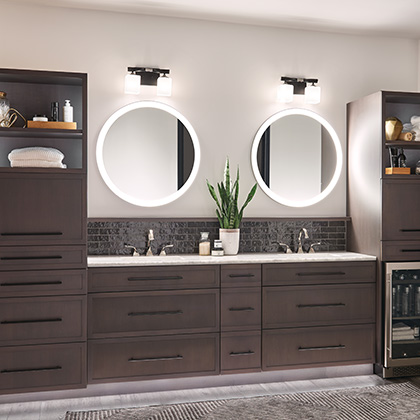 two bath vanity lights hung installed facing the floor