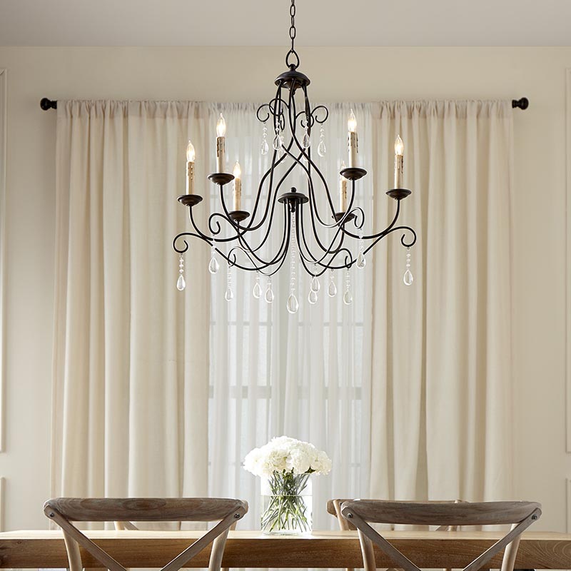 oiled bronze finish chandelier with crystal accents