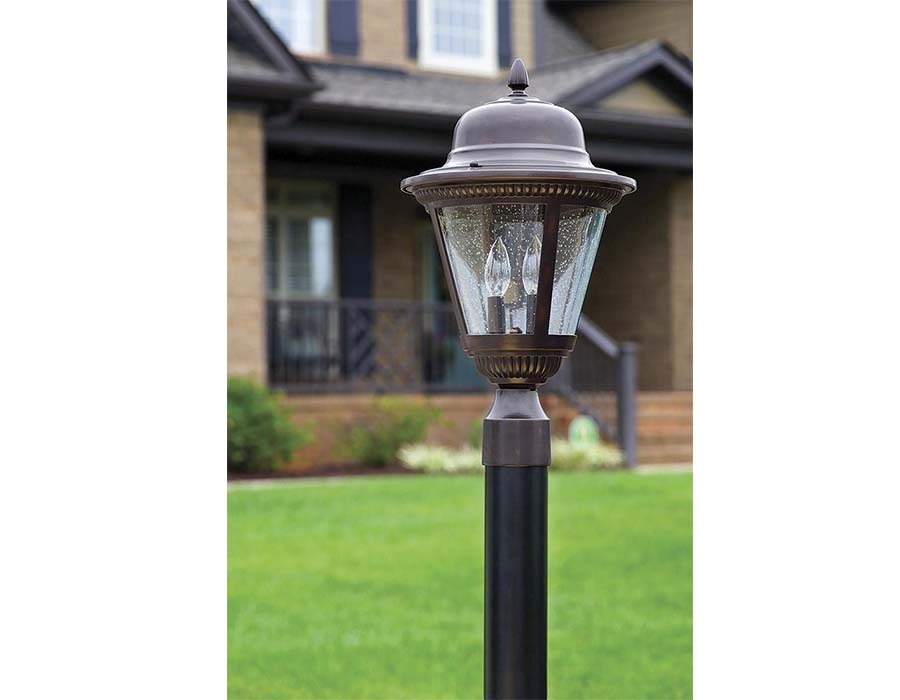 close up of outdoor landtern post light