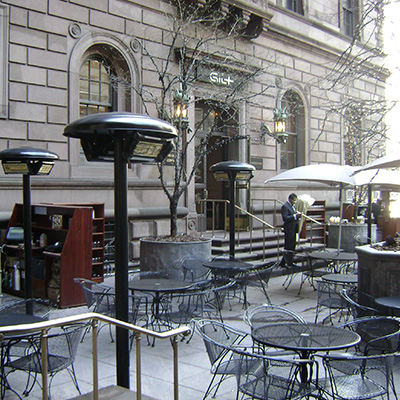 solaira heaters on an open terrace
