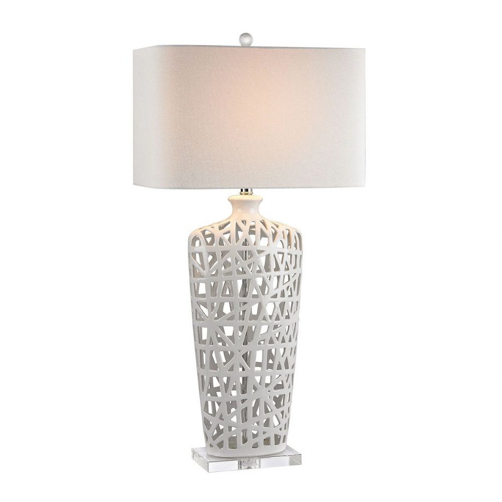 Bailey Street Home - 2499-BEL-3332865 - Crystal, Gloss White Table Lamp ...